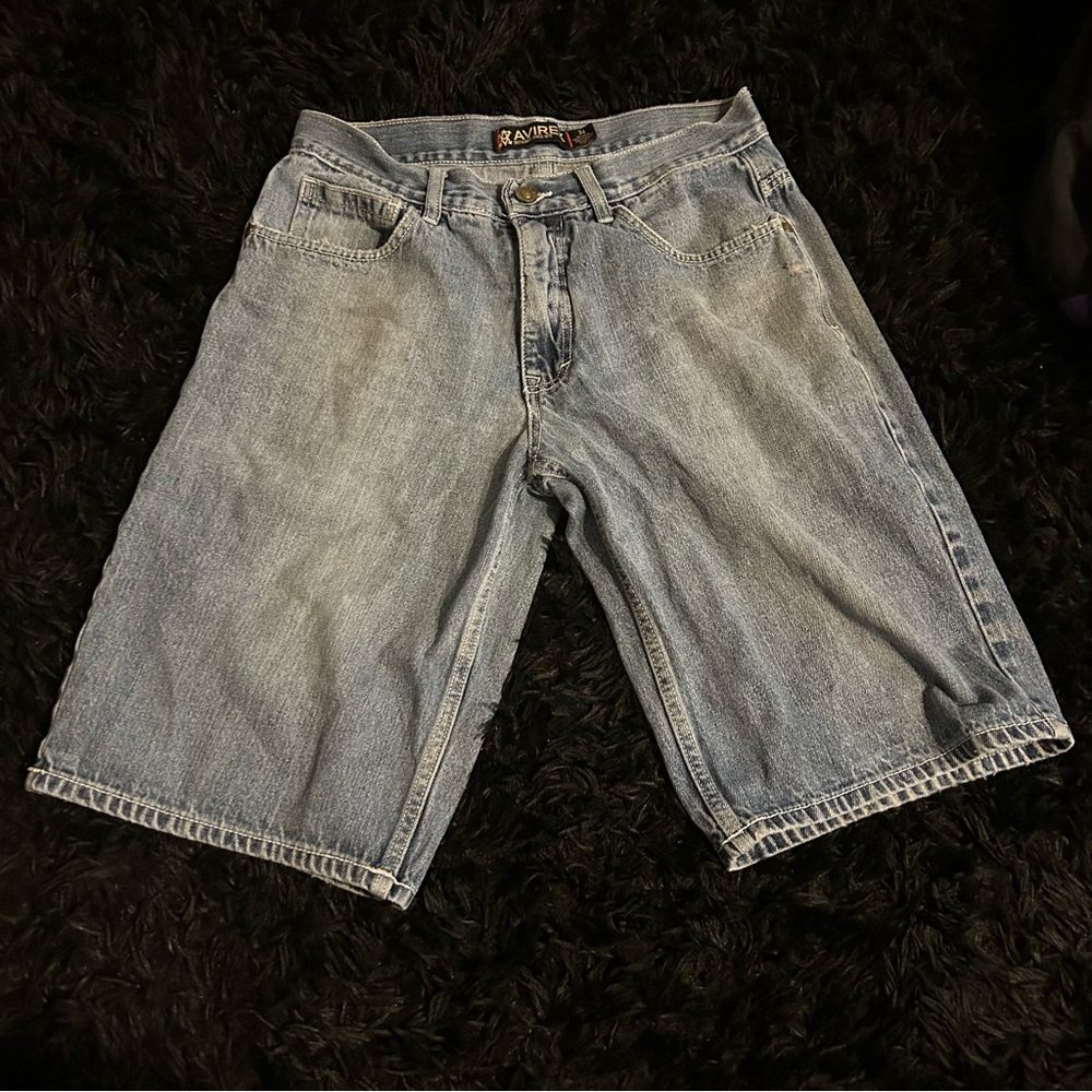 Vintage avirex mens grey Embroidered denim Jean shorts